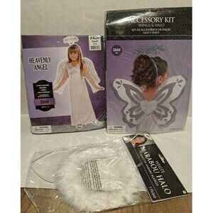 NEW Costumes USA Childs Small 4-6 Heavenly Angel Halloween Costume w/ Wings Halo